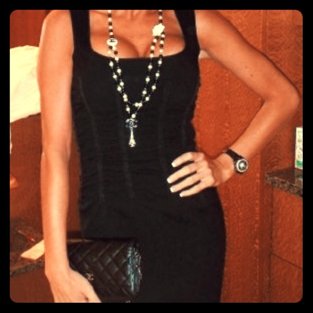 Dolce & Gabbana size 4/6 Blk midi w/silk leopard